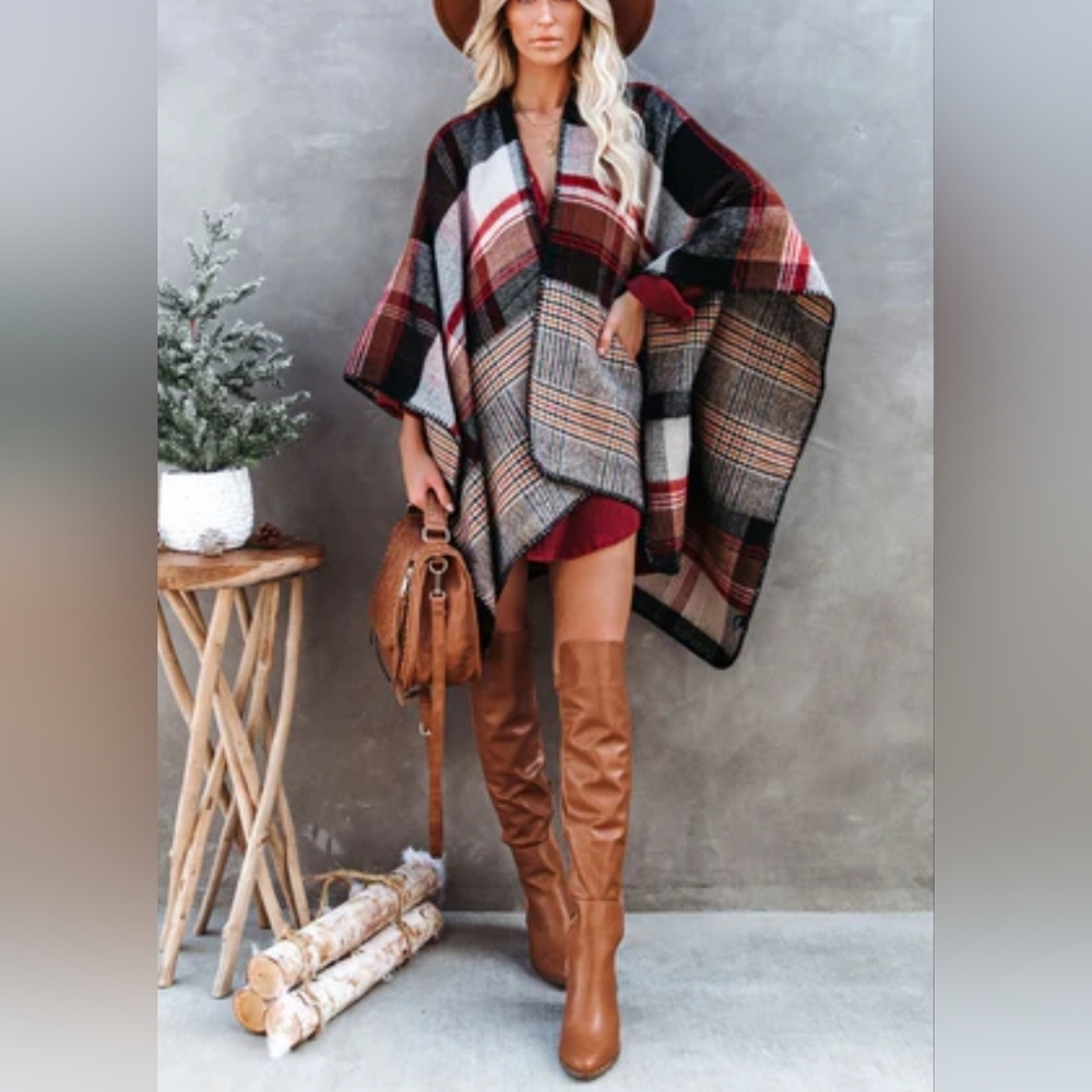 Vici Reversible Plaid Ruana